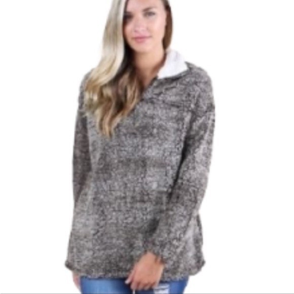 Altar'd State Wubby Sweater Gray Teddy Sherpa Quarter Zip pockets size S - Picture 12 of 12